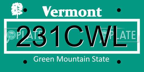 231CWL Vermont License Plate