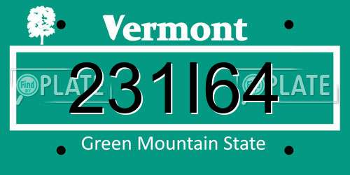 231I64 Vermont License Plate