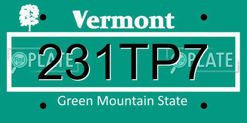 231TP7 Vermont License Plate