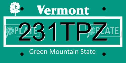 231TPZ Vermont License Plate