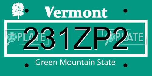 231ZP2 Vermont License Plate