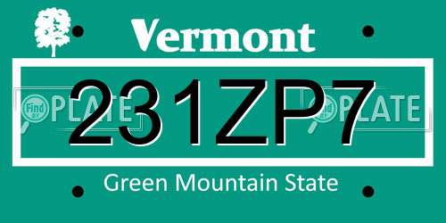 231ZP7 Vermont License Plate
