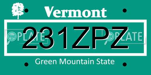 231ZPZ Vermont License Plate