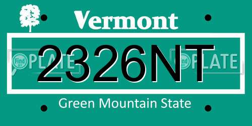 2326NT Vermont License Plate