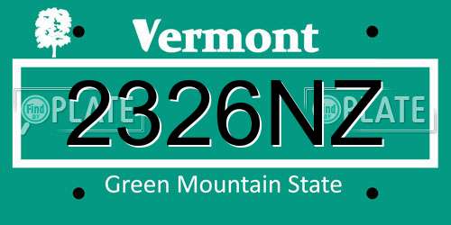 2326NZ Vermont License Plate