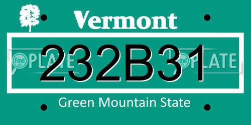 232B31 Vermont License Plate