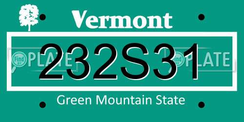 232S31 Vermont License Plate