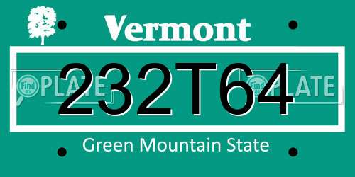 232T64 Vermont License Plate