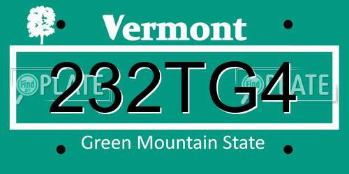232TG4 Vermont License Plate