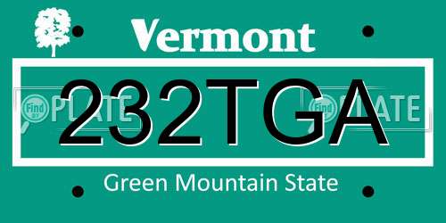 232TGA Vermont License Plate