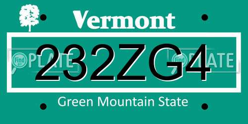 232ZG4 Vermont License Plate