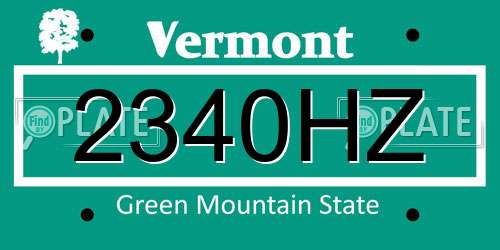 2340HZ Vermont License Plate