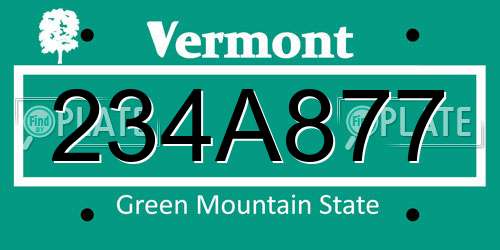 234A877 Vermont License Plate