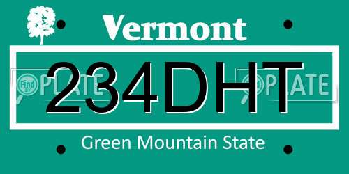 234DHT Vermont License Plate