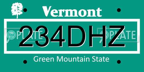 234DHZ Vermont License Plate