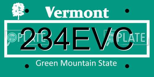 234EVC Vermont License Plate