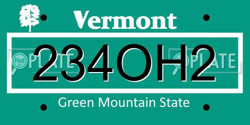 234OH2 Vermont License Plate