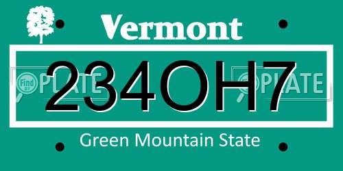 234OH7 Vermont License Plate