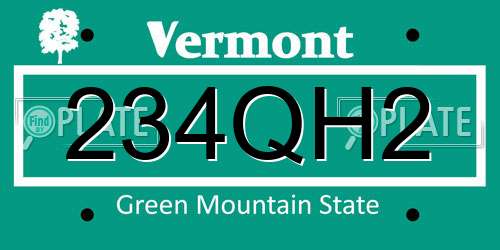 234QH2 Vermont License Plate