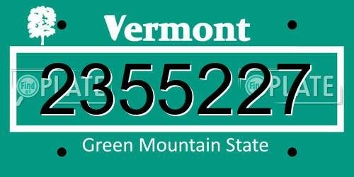 2355227 Vermont License Plate