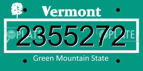2355272 Vermont License Plate