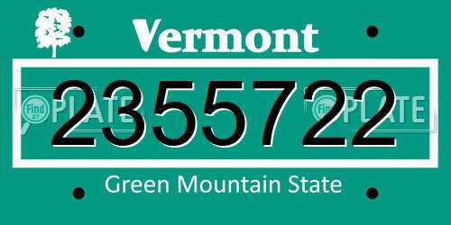 2355722 Vermont License Plate
