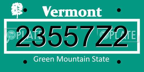 23557Z2 Vermont License Plate