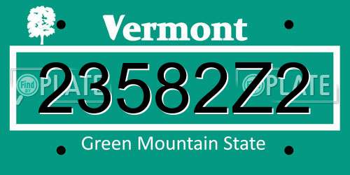 23582Z2 Vermont License Plate