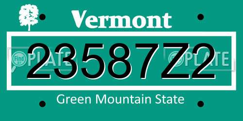 23587Z2 Vermont License Plate