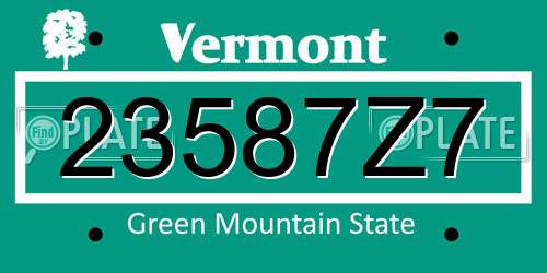 23587Z7 Vermont License Plate