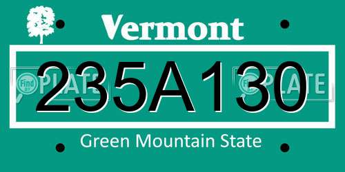 235A130 Vermont License Plate