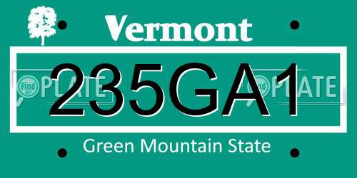 235GA1 Vermont License Plate