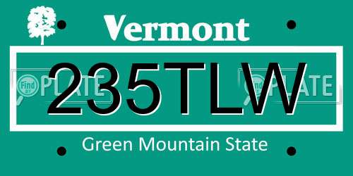 235TLW Vermont License Plate