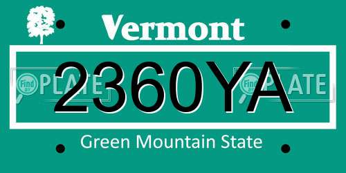 2360YA Vermont License Plate