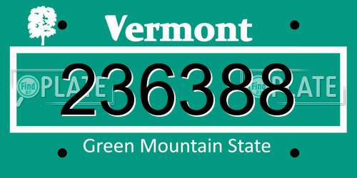 236388 Vermont License Plate