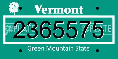 2365575 Vermont License Plate