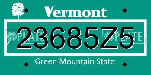 23685Z5 Vermont License Plate