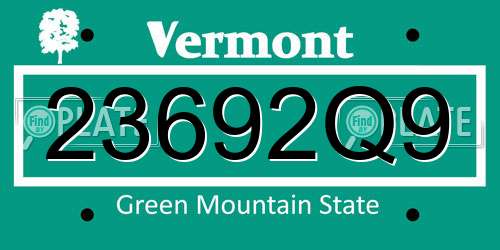 23692Q9 Vermont License Plate