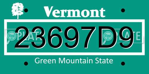 23697D9 Vermont License Plate