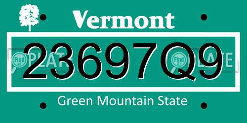 23697Q9 Vermont License Plate