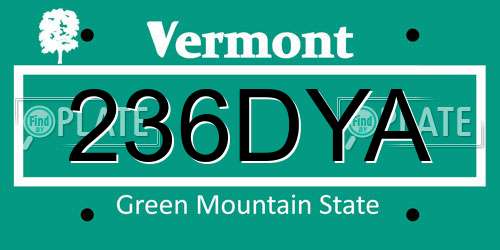 236DYA Vermont License Plate