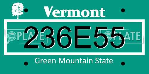 236E55 Vermont License Plate