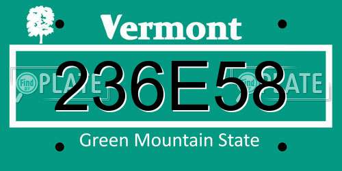 236E58 Vermont License Plate