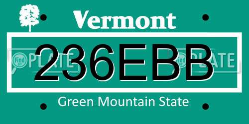 236EBB Vermont License Plate