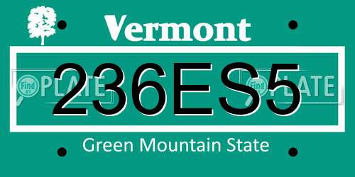 236ES5 Vermont License Plate