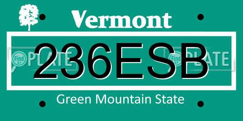236ESB Vermont License Plate