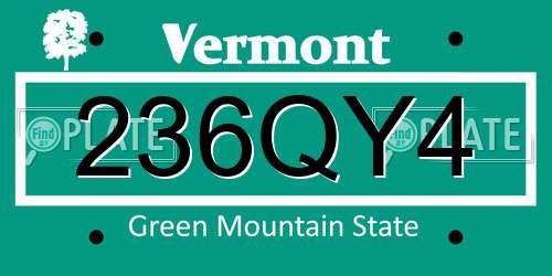 236QY4 Vermont License Plate