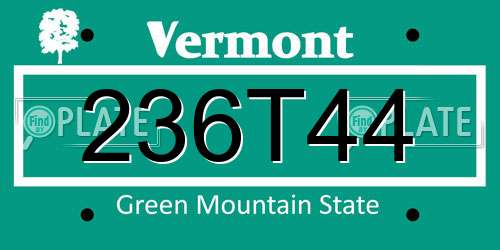236T44 Vermont License Plate