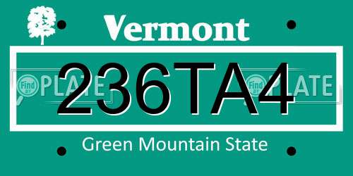 236TA4 Vermont License Plate