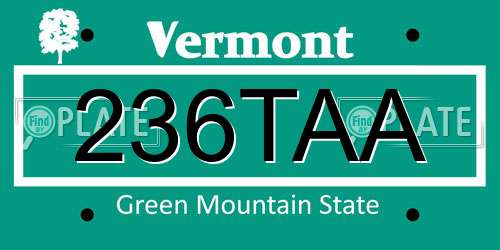 236TAA Vermont License Plate